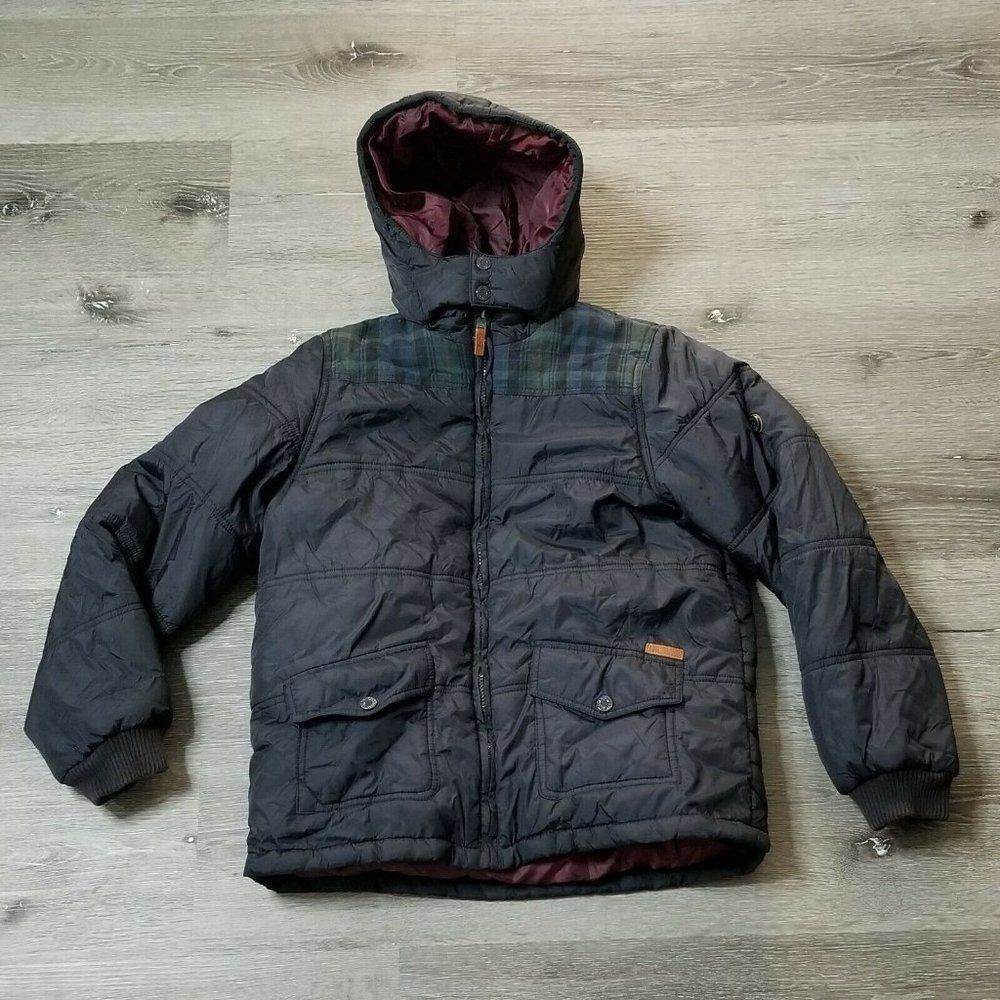 Ben Sherman Boys 14/15Y Black Puffer Jacket Winter‎ Coat Down Hood Puff